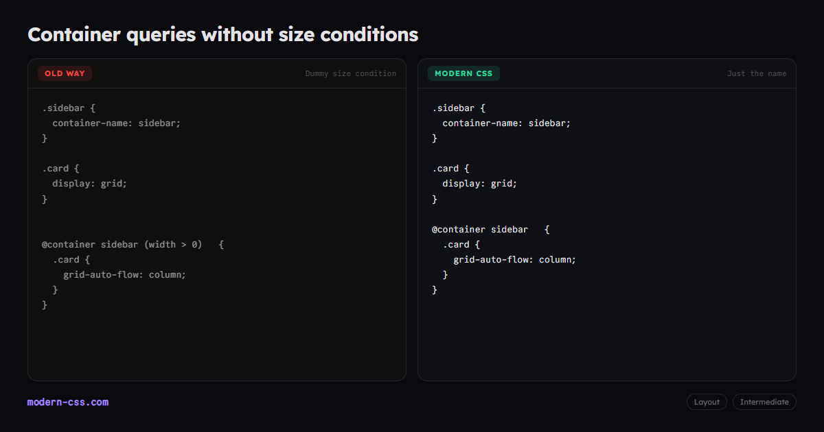 Name-only @container queries without size conditions