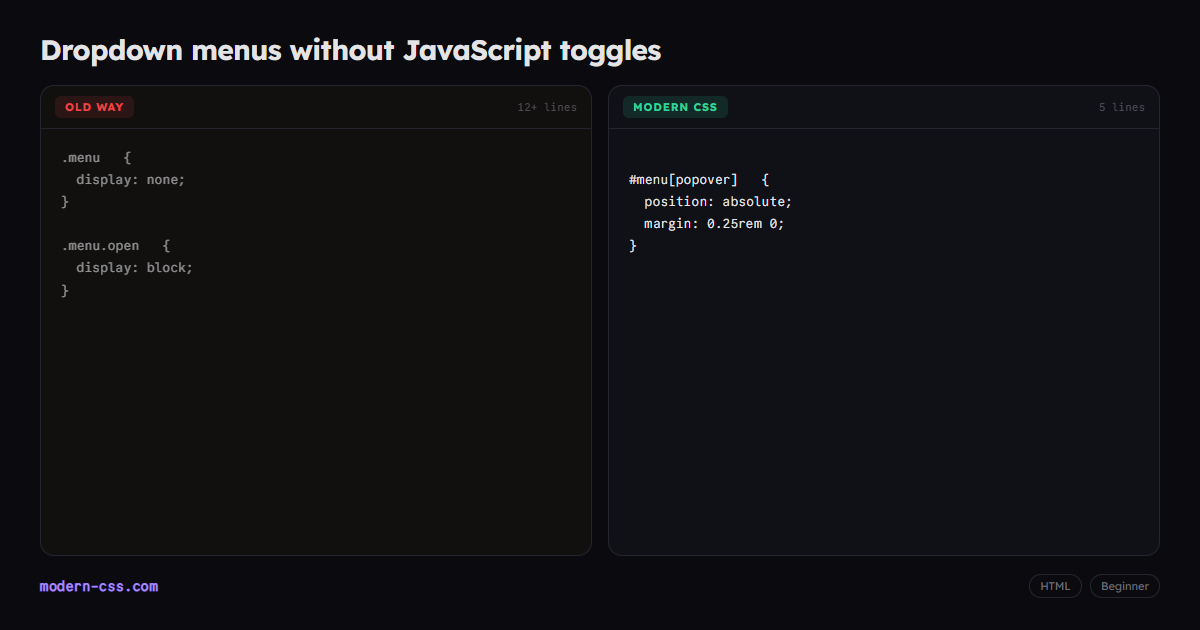 CSS-Only Dropdown Menu with the Popover API