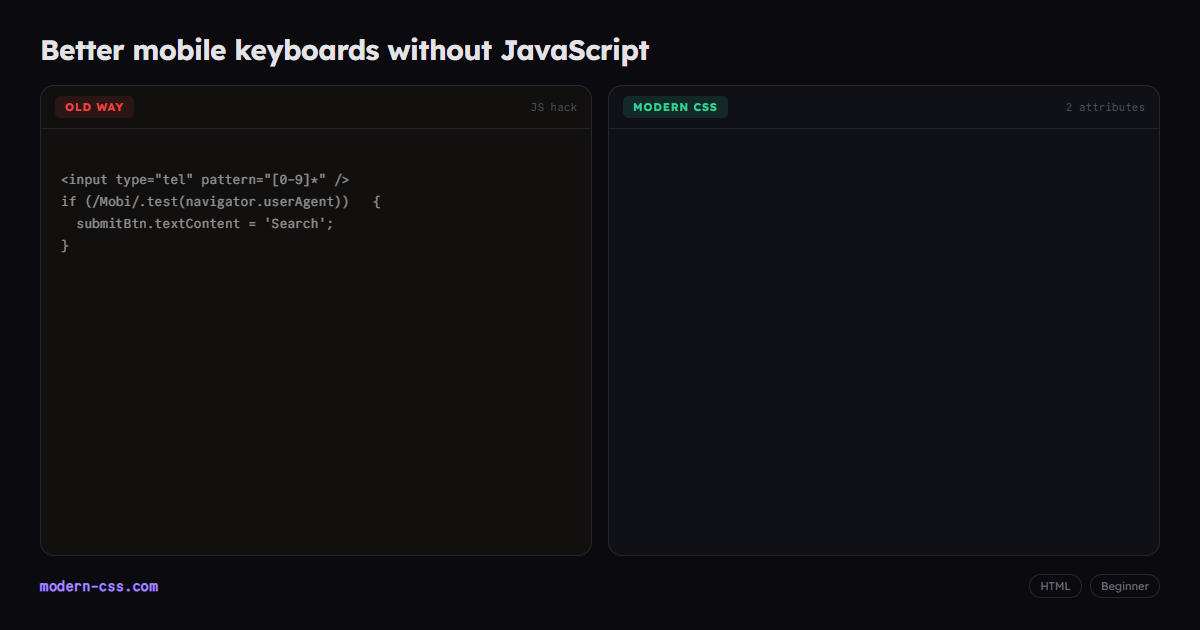 HTML inputmode and enterkeyhint for Mobile Keyboards