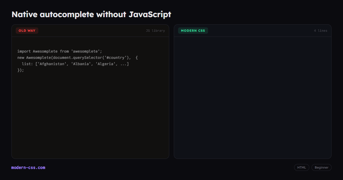 HTML datalist: Native Autocomplete (No JavaScript)