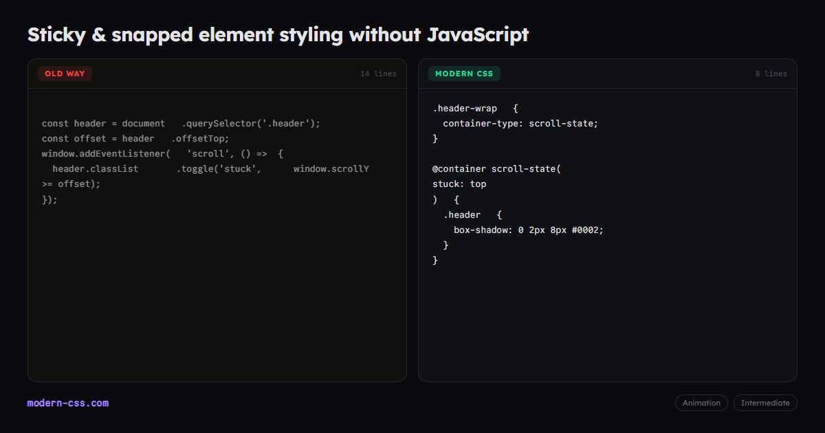 CSS scroll-state() Container Queries: :stuck and :snapped