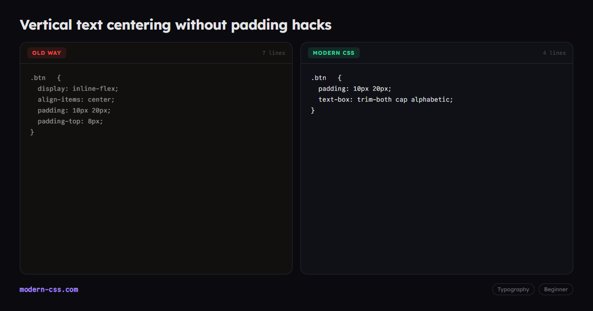 Vertically Center Text in CSS with text-box-trim
